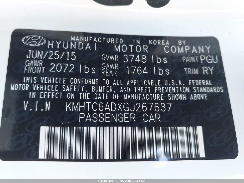 KMHTC6ADXGU267637 2016 HYUNDAI VELOSTER photo no. 9
