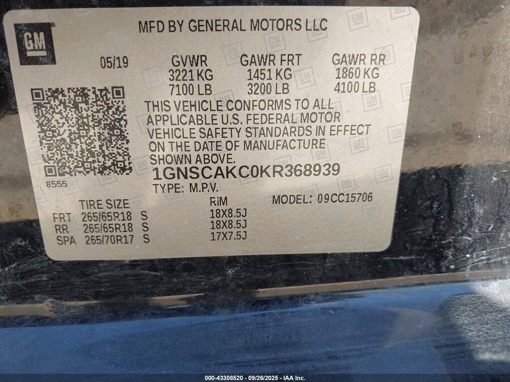 1GNSCAKC0KR368939 2019 CHEVROLET TAHOE photo no. 9