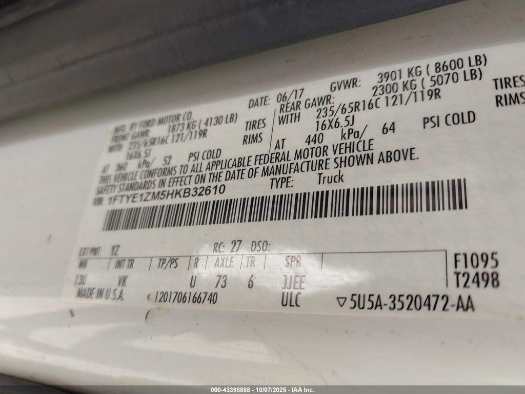 1FTYE1ZM5HKB32610 2017 FORD TRANSIT-150 photo no. 9