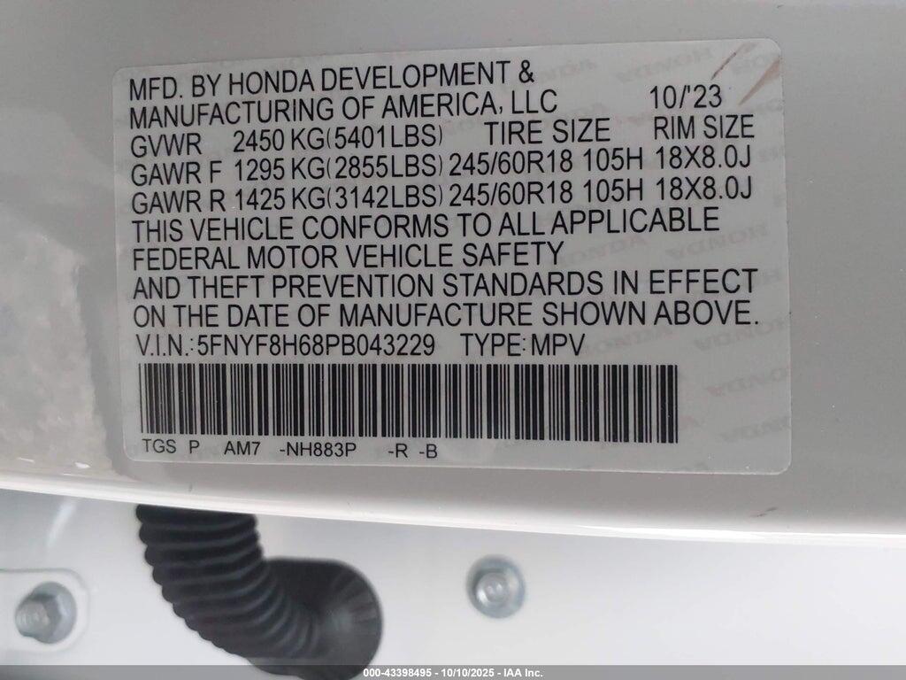 5FNYF8H68PB043229 2023 HONDA PASSPORT photo no. 9