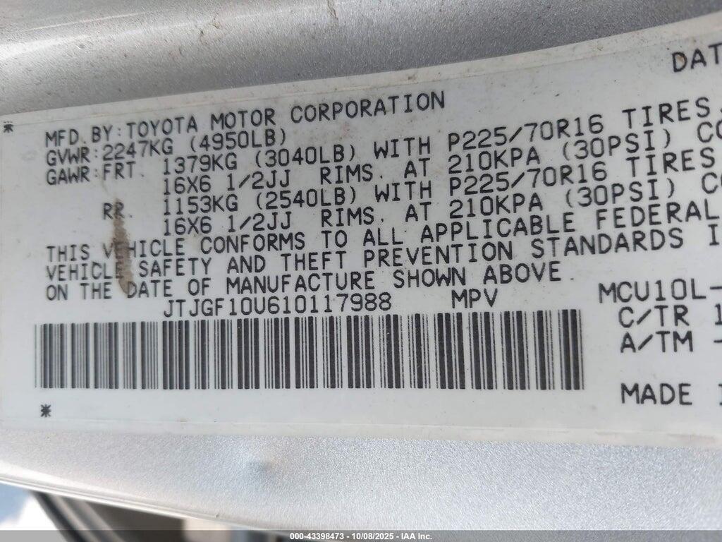 JTJGF10U610117988 2001 LEXUS RX 300 photo no. 9