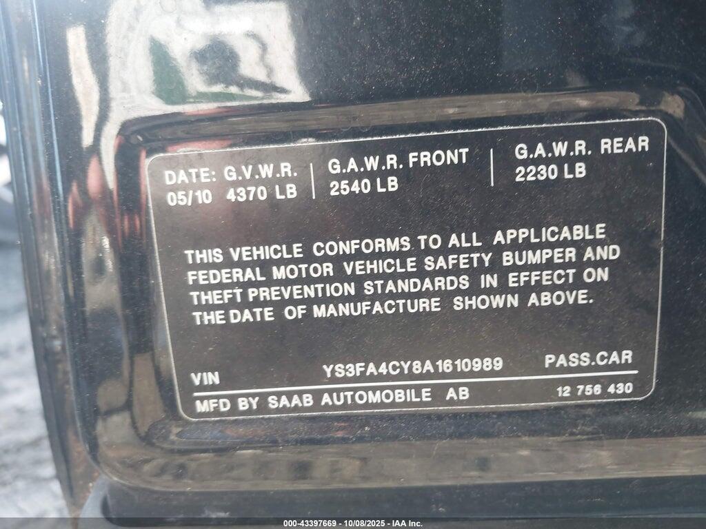 YS3FA4CY8A1610989 2010 SAAB 9-3 photo no. 9