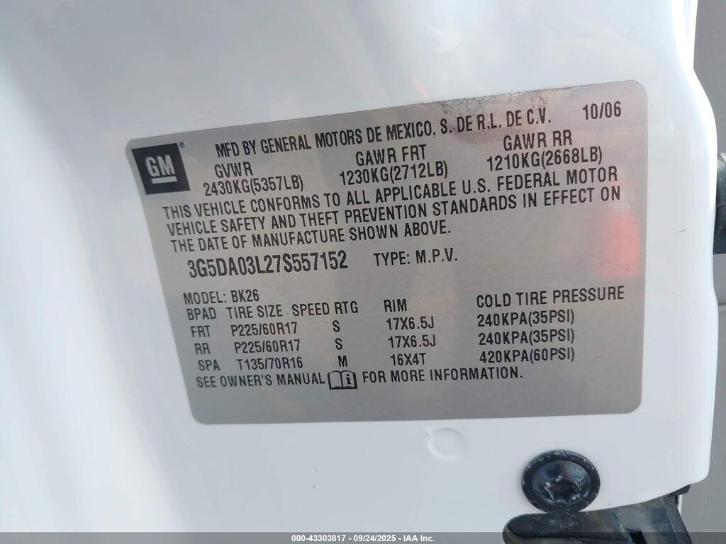 3G5DA03L27S557152 2007 BUICK RENDEZVOUS photo no. 9