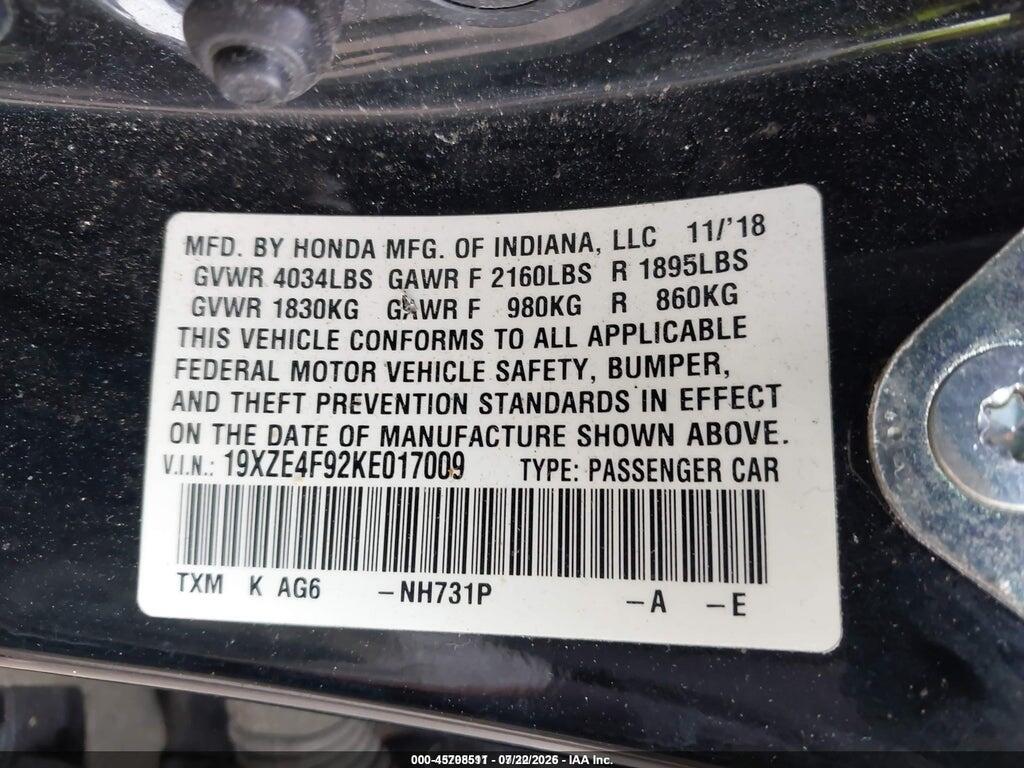 19XZE4F92KE017009 2019 HONDA INSIGHT photo no. 9