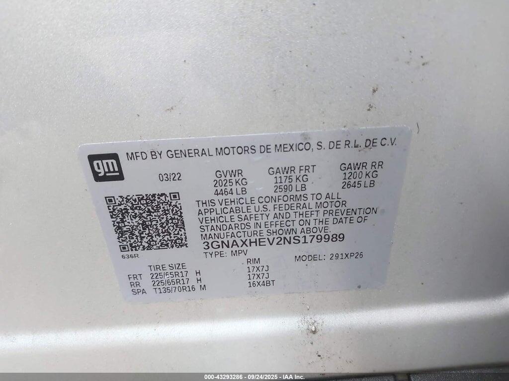 3GNAXHEV2NS179989 2022 CHEVROLET EQUINOX photo no. 9