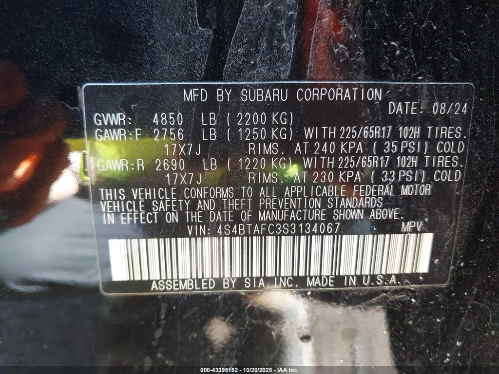 4S4BTAFC3S3134067 2025 SUBARU OUTBACK photo no. 9