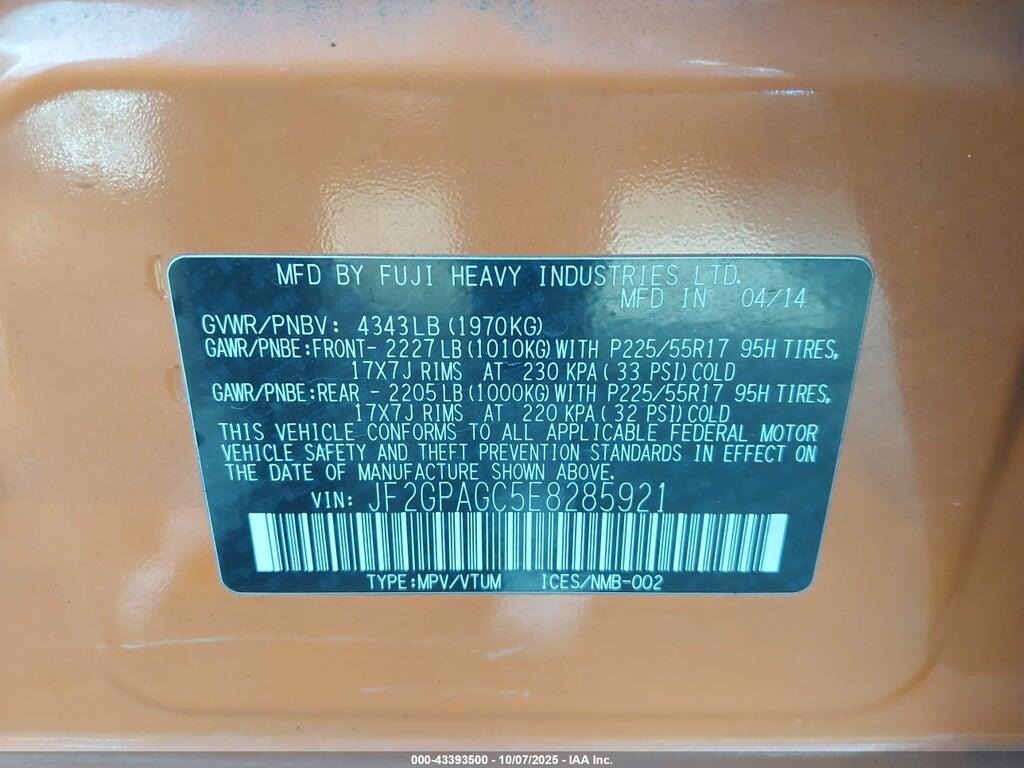 JF2GPAGC5E8285921 2014 SUBARU XV CROSSTREK photo no. 9