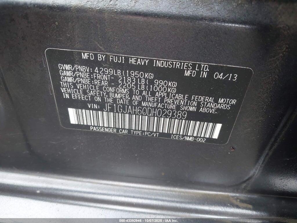 JF1GJAH60DH029389 2013 SUBARU IMPREZA photo no. 9