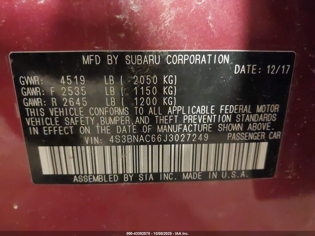 4S3BNAC66J3027249 2018 SUBARU LEGACY photo no. 9