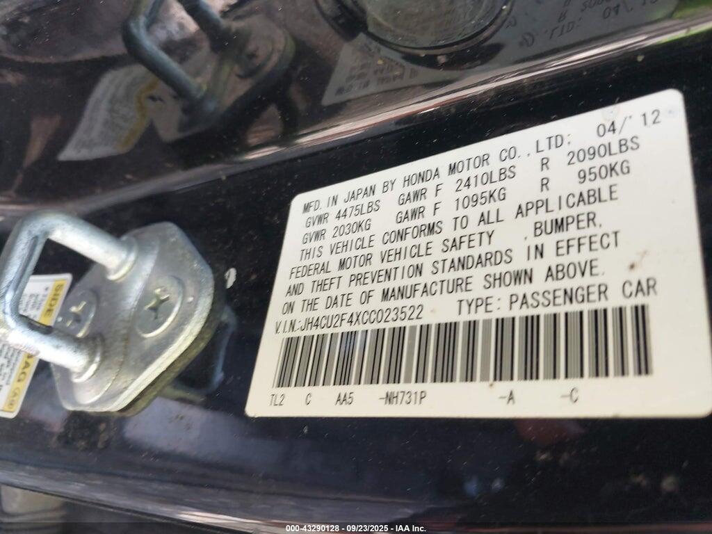 JH4CU2F4XCC023522 2012 ACURA TSX photo no. 9