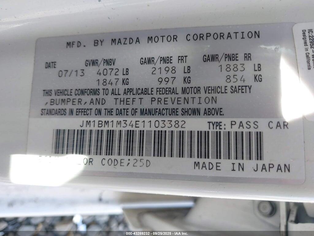 JM1BM1M34E1103382 2014 MAZDA MAZDA3 photo no. 9