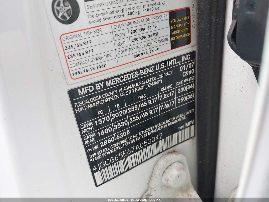 4JGCB65E67A053042 2007 MERCEDES-BENZ R 350 photo no. 9