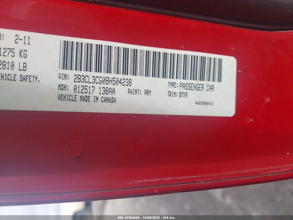 2B3CL3CG0BH504238 2011 DODGE CHARGER photo no. 9