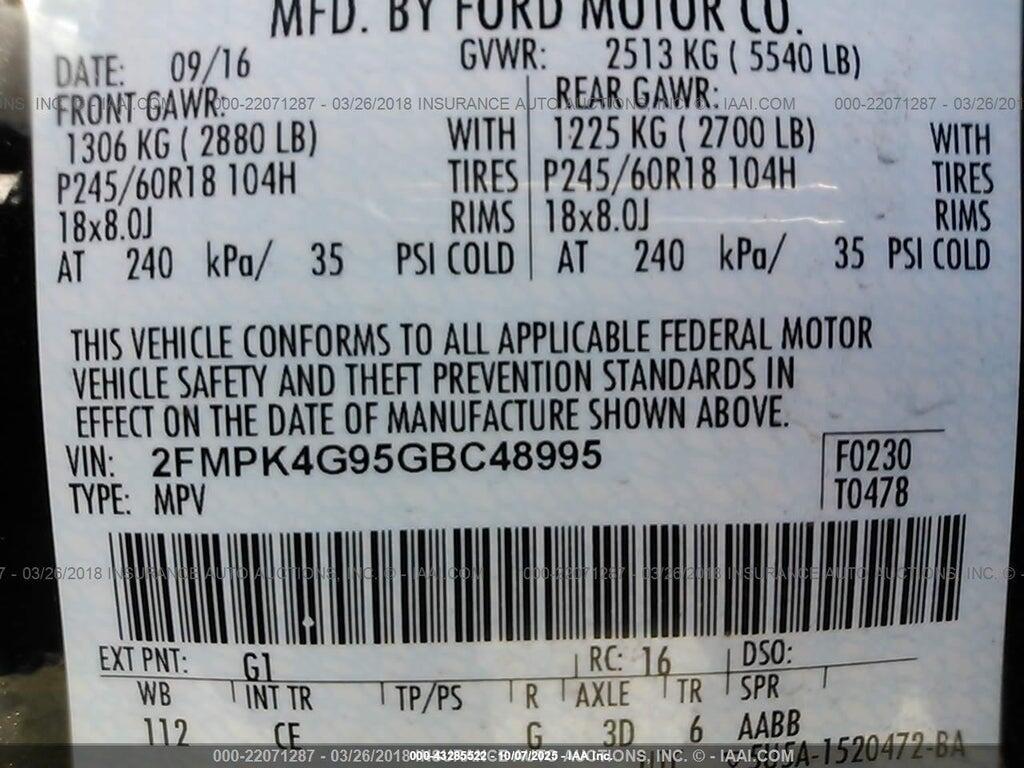 2FMPK4G95GBC48995 2016 FORD EDGE photo no. 9