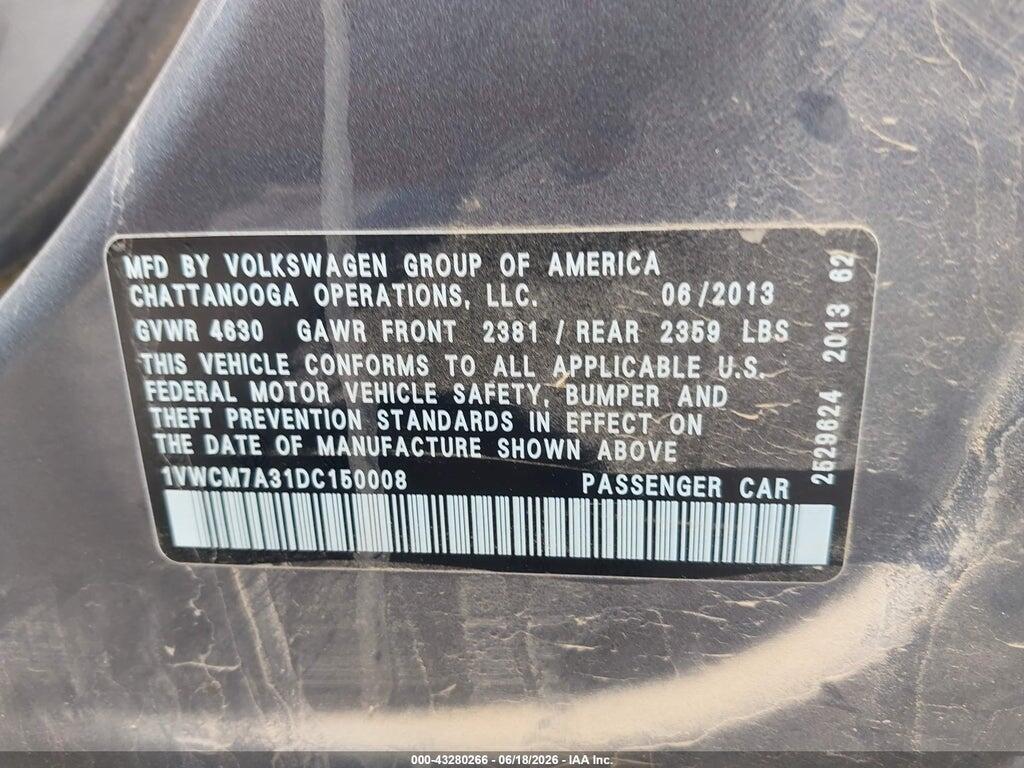 1VWCM7A31DC150008 2013 VOLKSWAGEN PASSAT photo no. 9