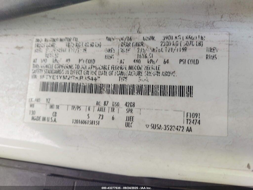 1FTYE1YM2GKB35447 2016 FORD TRANSIT-150 photo no. 9