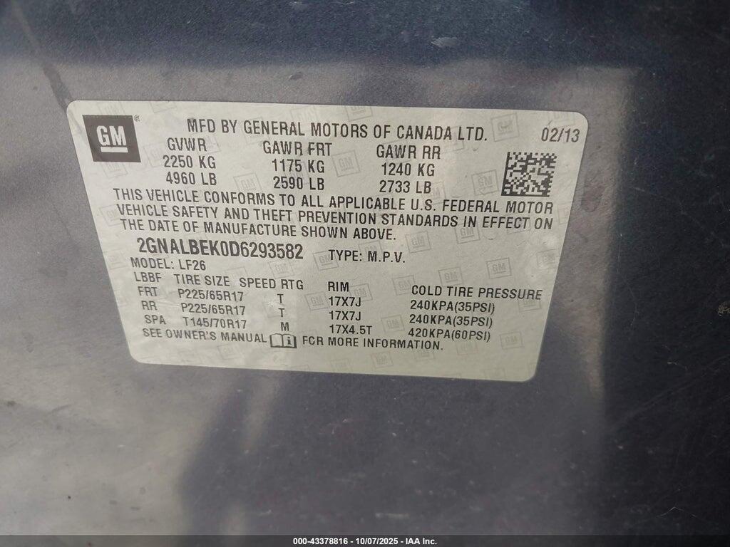 2GNALBEK0D6293582 2013 CHEVROLET EQUINOX photo no. 9