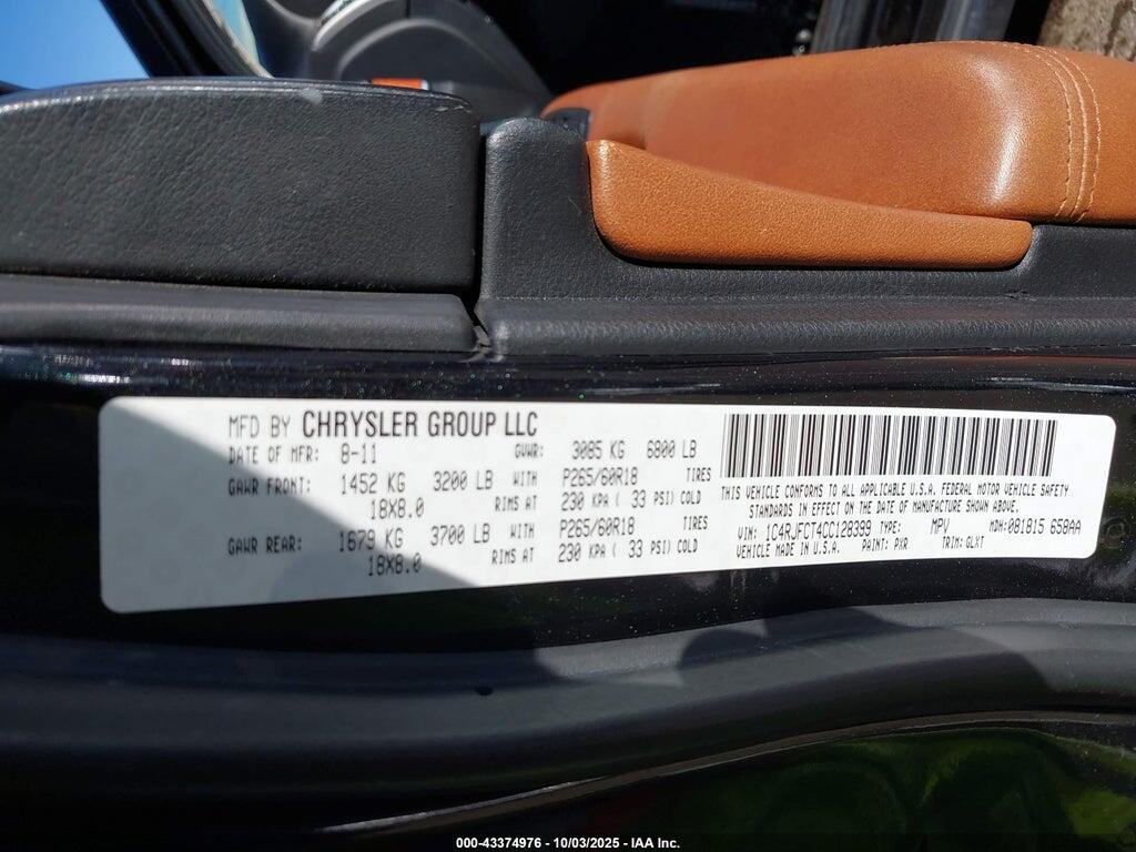 1C4RJFCT4CC128399 2012 JEEP GRAND CHEROKEE photo no. 9