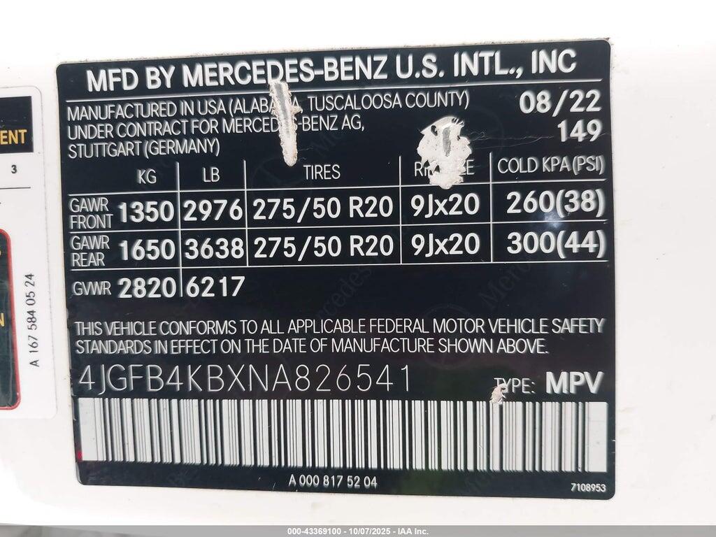 4JGFB4KBXNA826541 2022 MERCEDES-BENZ GLE 350 photo no. 9