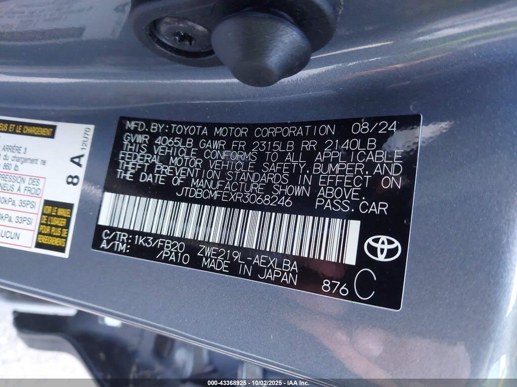 JTDBCMFEXR3068246 2024 TOYOTA COROLLA photo no. 9
