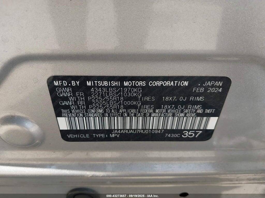 JA4ARUAU7RU010947 2024 MITSUBISHI OUTLANDER SPORT photo no. 9