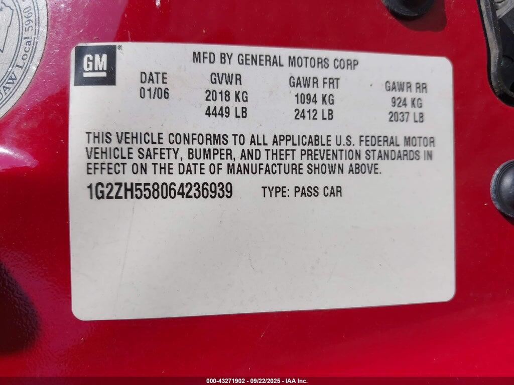 1G2ZH558064236939 2006 PONTIAC G6 photo no. 9