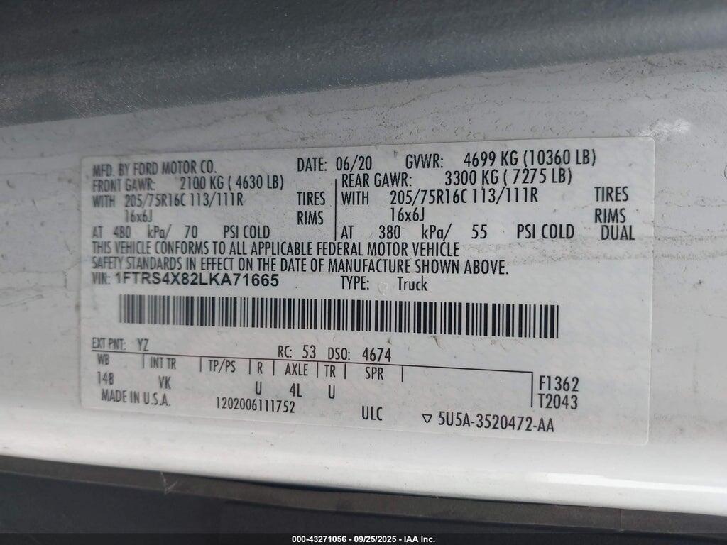 1FTRS4X82LKA71665 2020 FORD TRANSIT-350 CARGO VAN photo no. 8