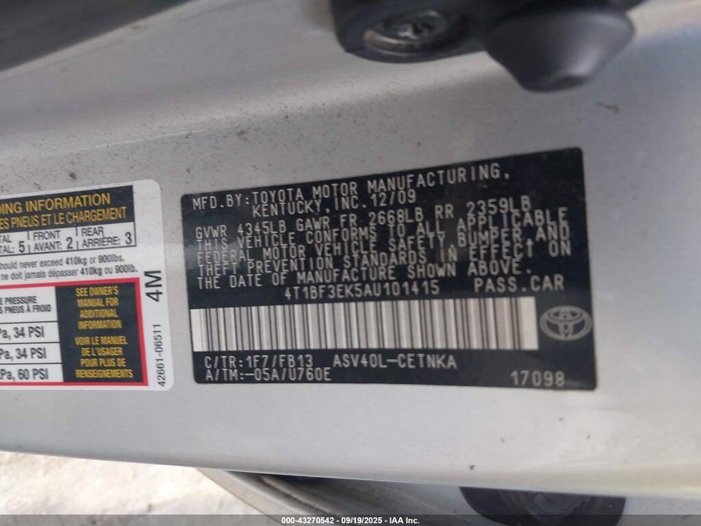 4T1BF3EK5AU101415 2010 TOYOTA CAMRY photo no. 9