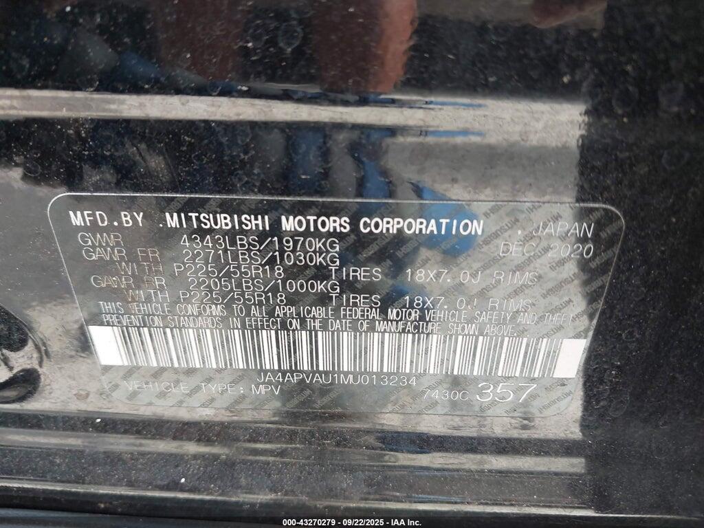 JA4APVAU1MU013234 2021 MITSUBISHI OUTLANDER SPORT photo no. 9
