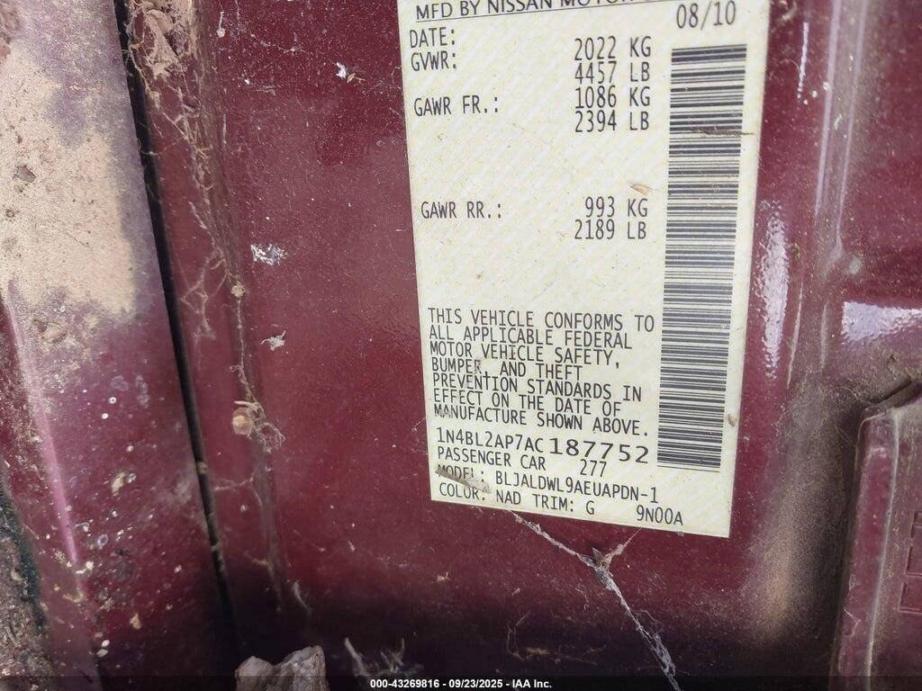 1N4BL2AP7AC187752 2010 NISSAN ALTIMA photo no. 9