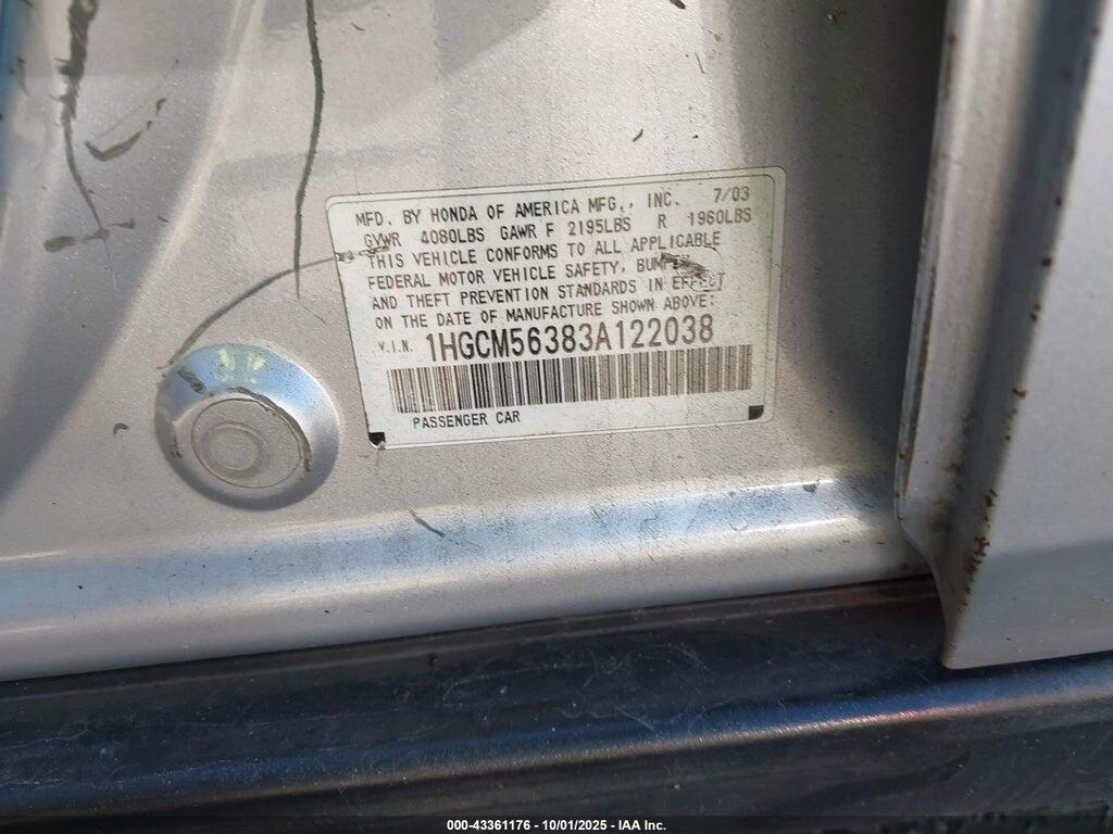 1HGCM56383A122038 2003 HONDA ACCORD photo no. 9