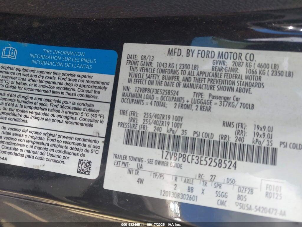 1ZVBP8CF3E5258524 2014 FORD MUSTANG photo no. 9