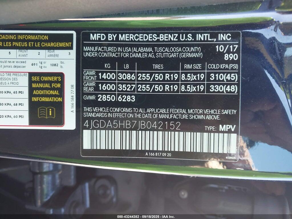 4JGDA5HB7JB042152 2018 MERCEDES-BENZ GLE 350 photo no. 9