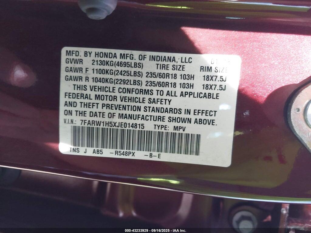 7FARW1H5XJE014815 2018 HONDA CR-V photo no. 9
