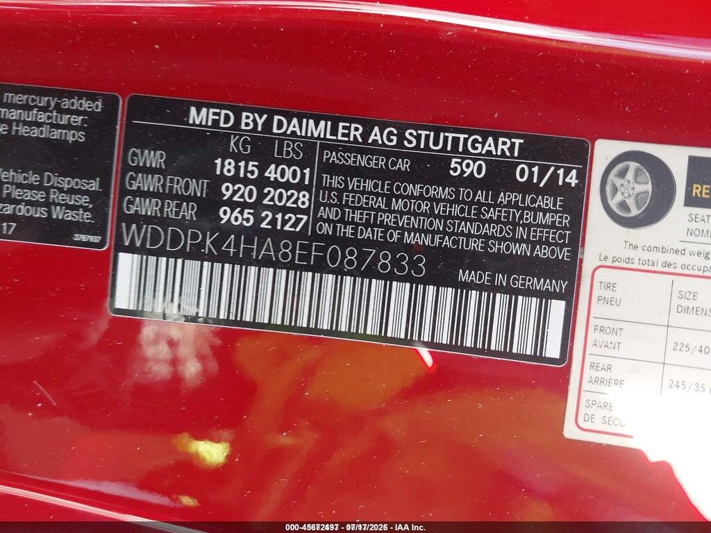 WDDPK4HA8EF087833 2014 MERCEDES-BENZ SLK 250 photo no. 9