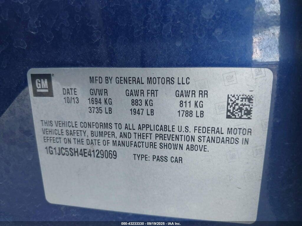 1G1JC5SH4E4129069 2014 CHEVROLET SONIC photo no. 9