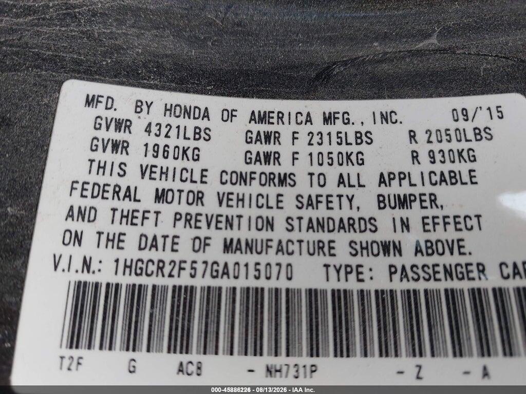 1HGCR2F57GA015070 2016 HONDA ACCORD photo no. 9