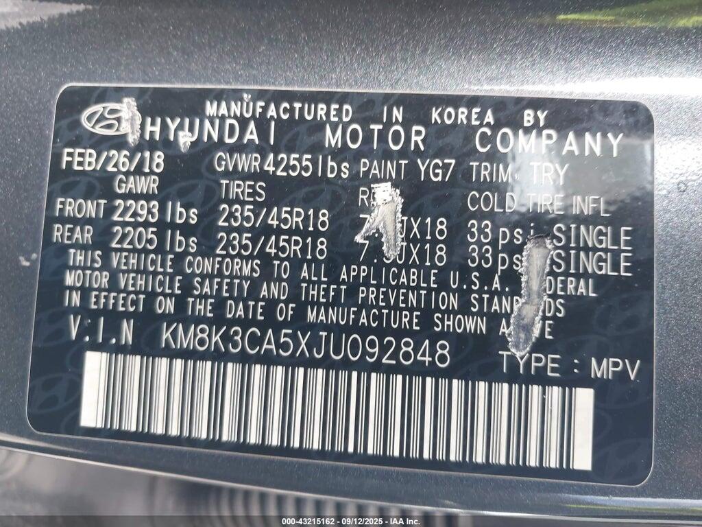 KM8K3CA5XJU092848 2018 HYUNDAI KONA photo no. 9