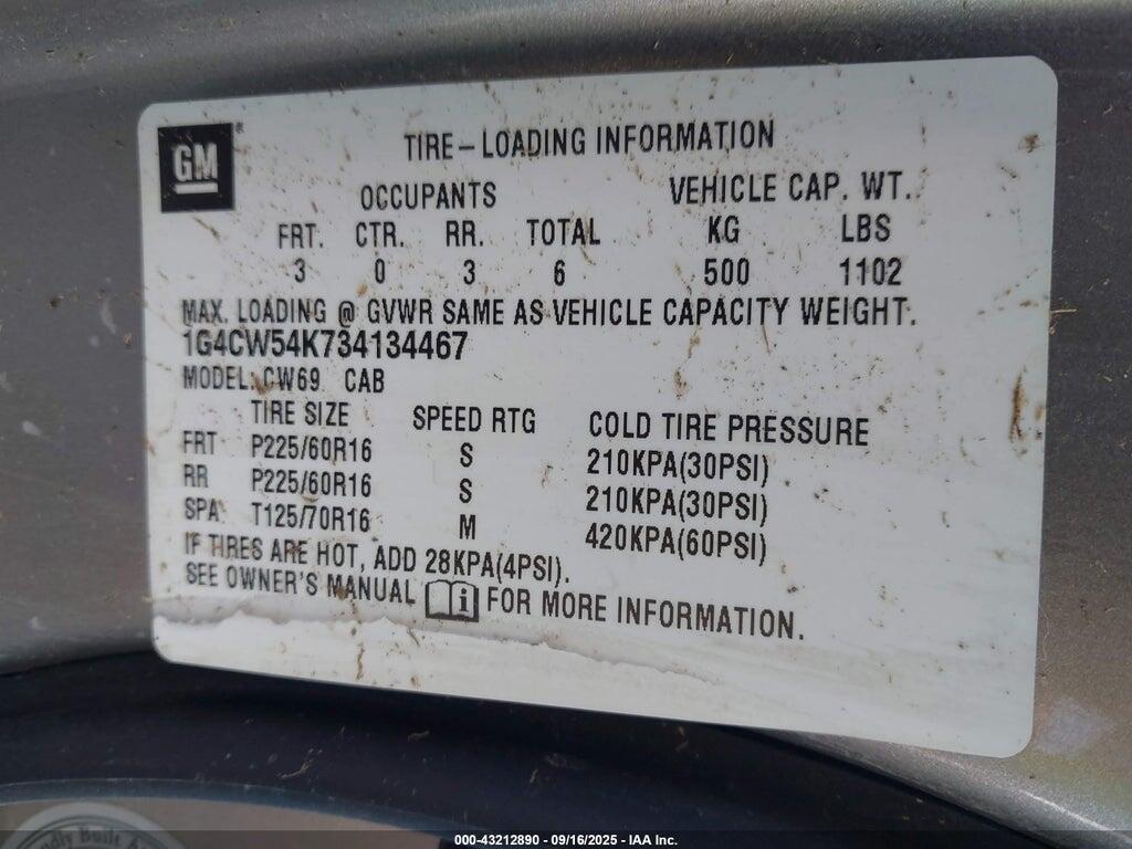 1G4CW54K734134467 2003 BUICK PARK AVENUE photo no. 9