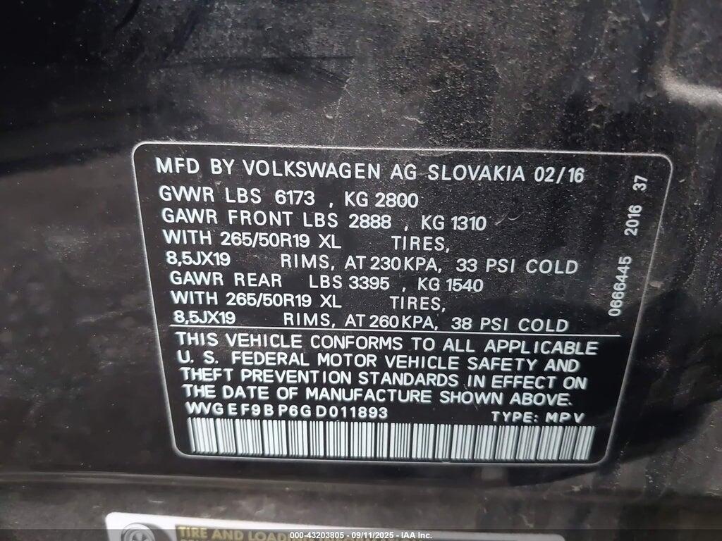 WVGEF9BP6GD011893 2016 VOLKSWAGEN TOUAREG photo no. 9