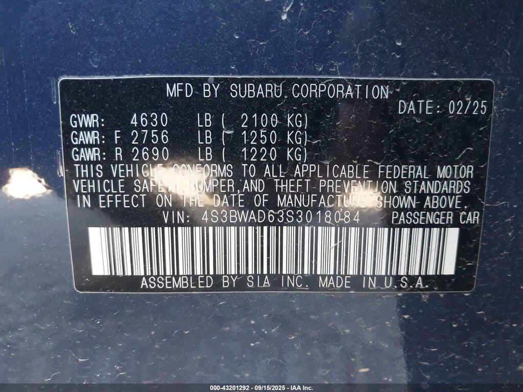 4S3BWAD63S3018084 2025 SUBARU LEGACY photo no. 9