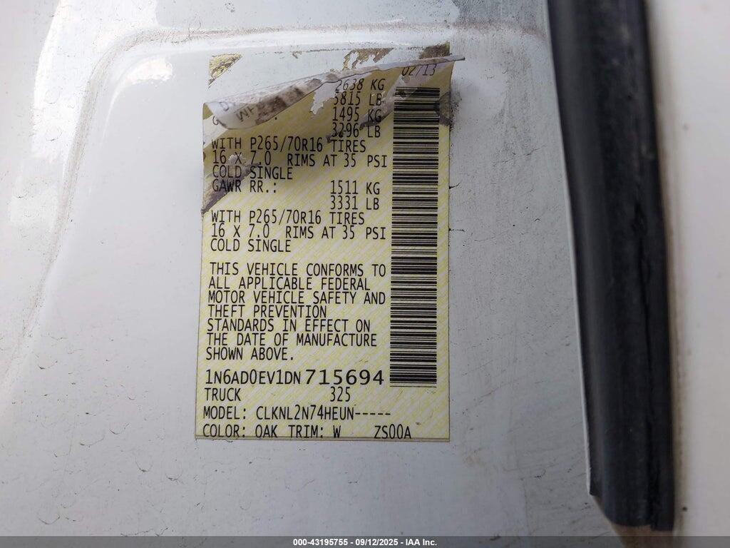 1N6AD0EV1DN715694 2013 NISSAN FRONTIER photo no. 9