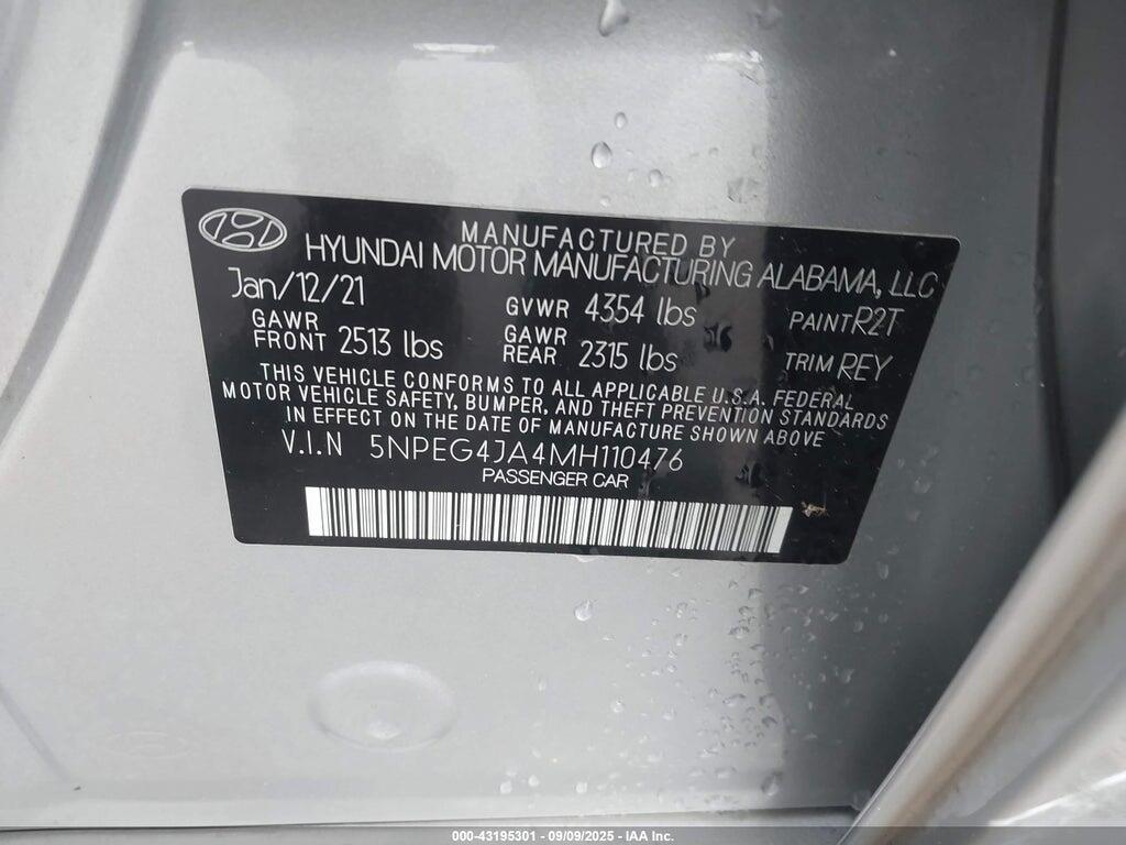 5NPEG4JA4MH110476 2021 HYUNDAI SONATA photo no. 9