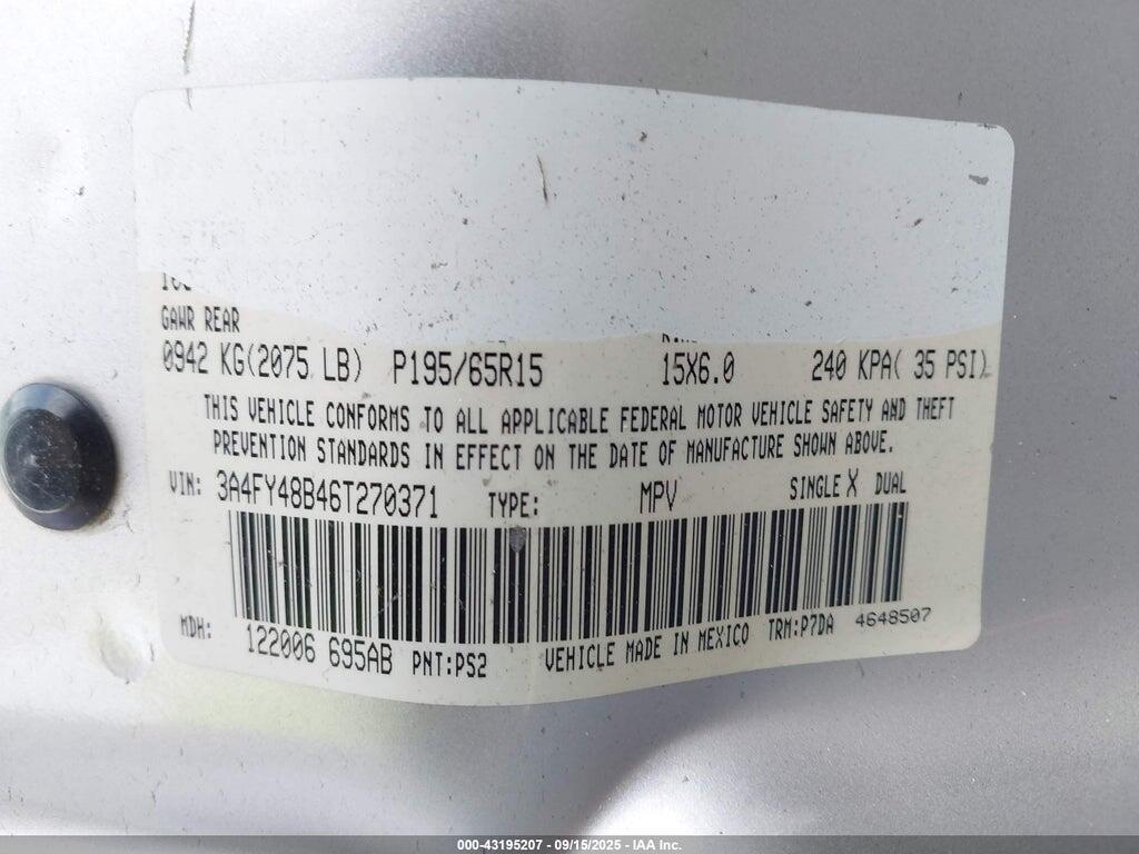 3A4FY48B46T270371 2006 CHRYSLER PT CRUISER photo no. 9
