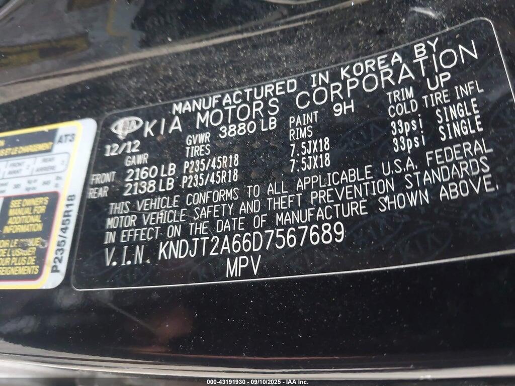 KNDJT2A66D7567689 2013 KIA SOUL photo no. 9