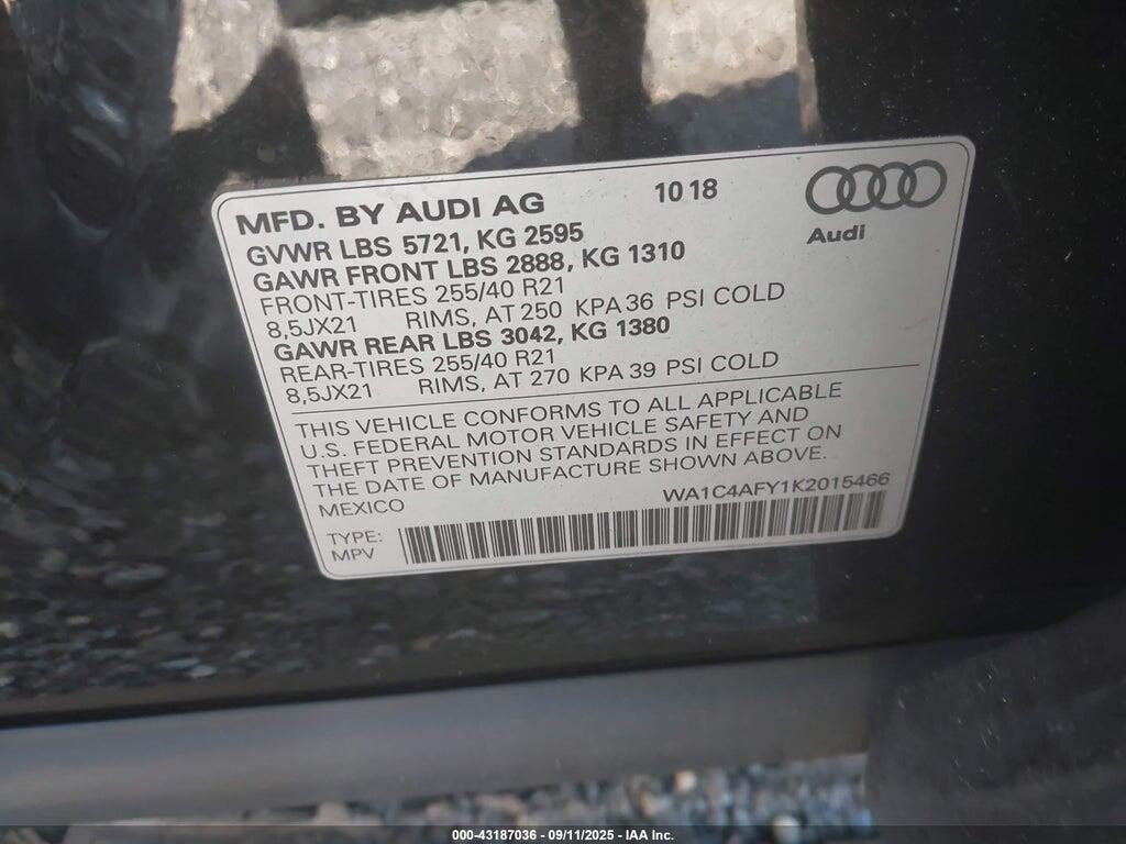 WA1C4AFY1K2015466 2019 AUDI SQ5 photo no. 9