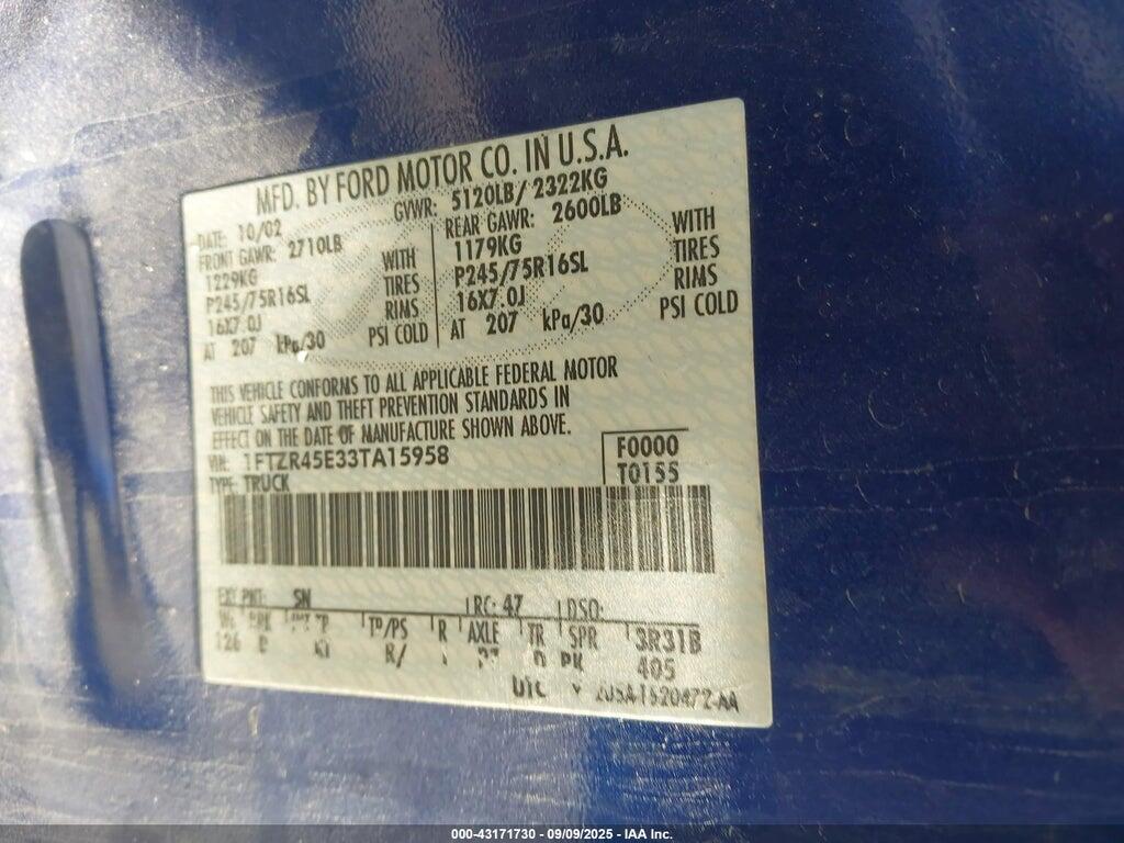 1FTZR45E33TA15958 2003 FORD RANGER photo no. 9