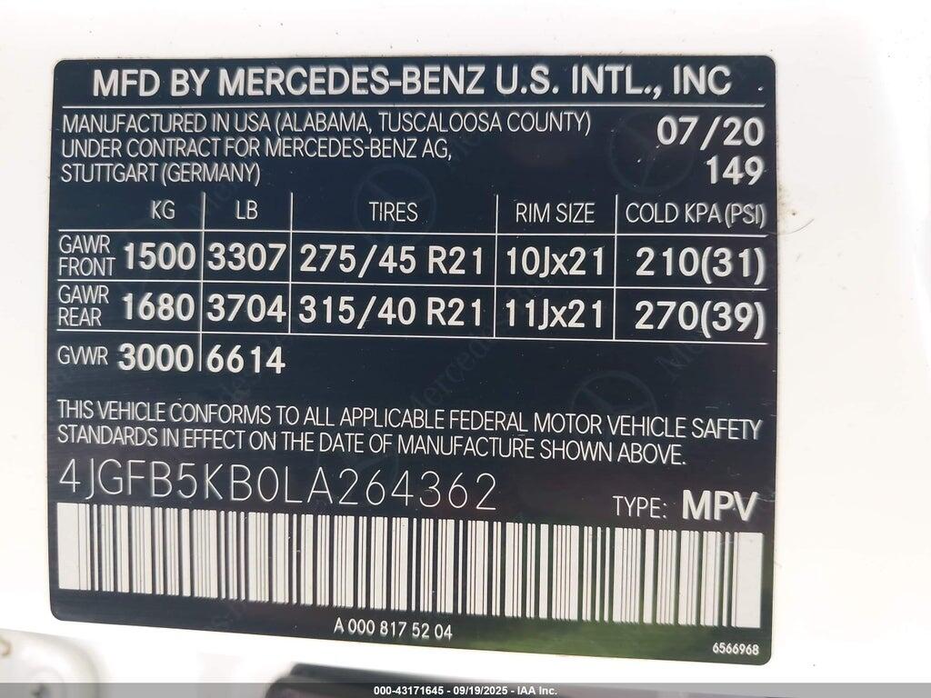 4JGFB5KB0LA264362 2020 MERCEDES-BENZ GLE 450 photo no. 9