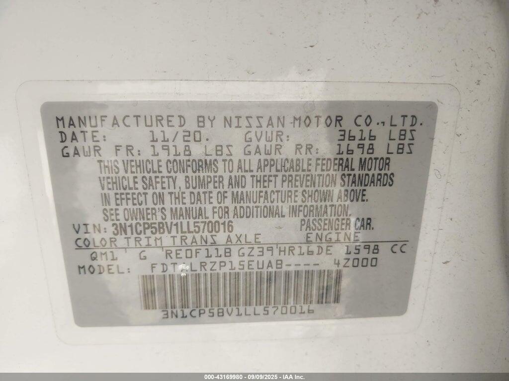 3N1CP5BV1LL570016 2020 NISSAN KICKS photo no. 9