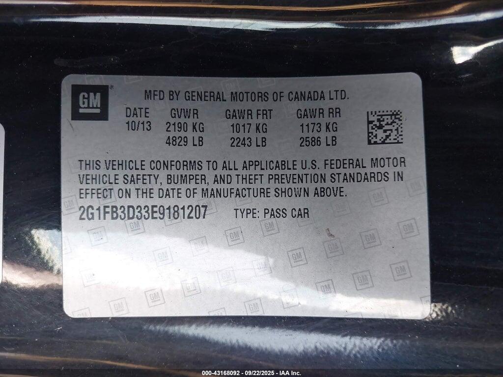 2G1FB3D33E9181207 2014 CHEVROLET CAMARO photo no. 9